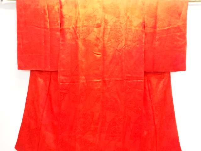 JAPANESE KIMONO / ANTIQUE JUBAN / RINZU / WOVEN FOLDING FAN PATTERN
